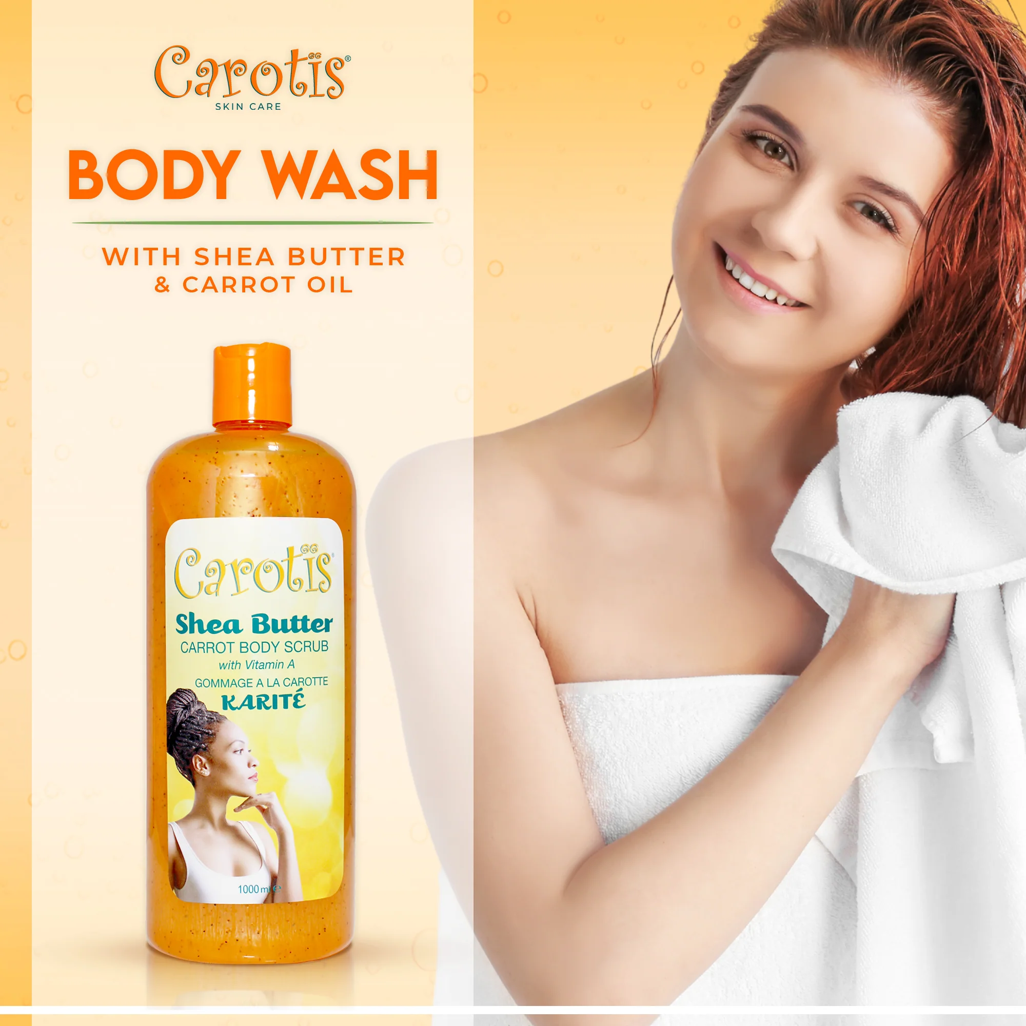 Carotis Shea Butter Carrot Body Wash With Vitamin A 1000ml / 33.8 fl oz - Image 3
