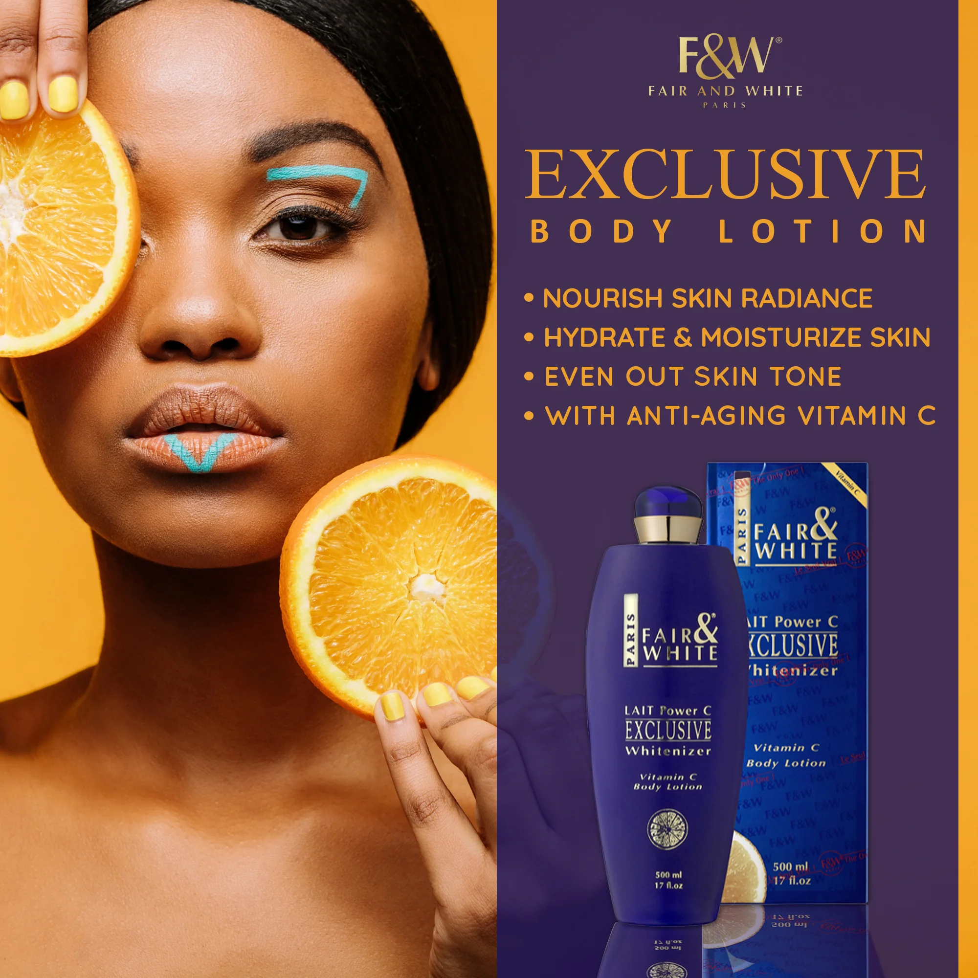 Fair And White Exclusive Brightening Body Lotion With Vitamin C 500ml / 17.6 fl oz - Image 3