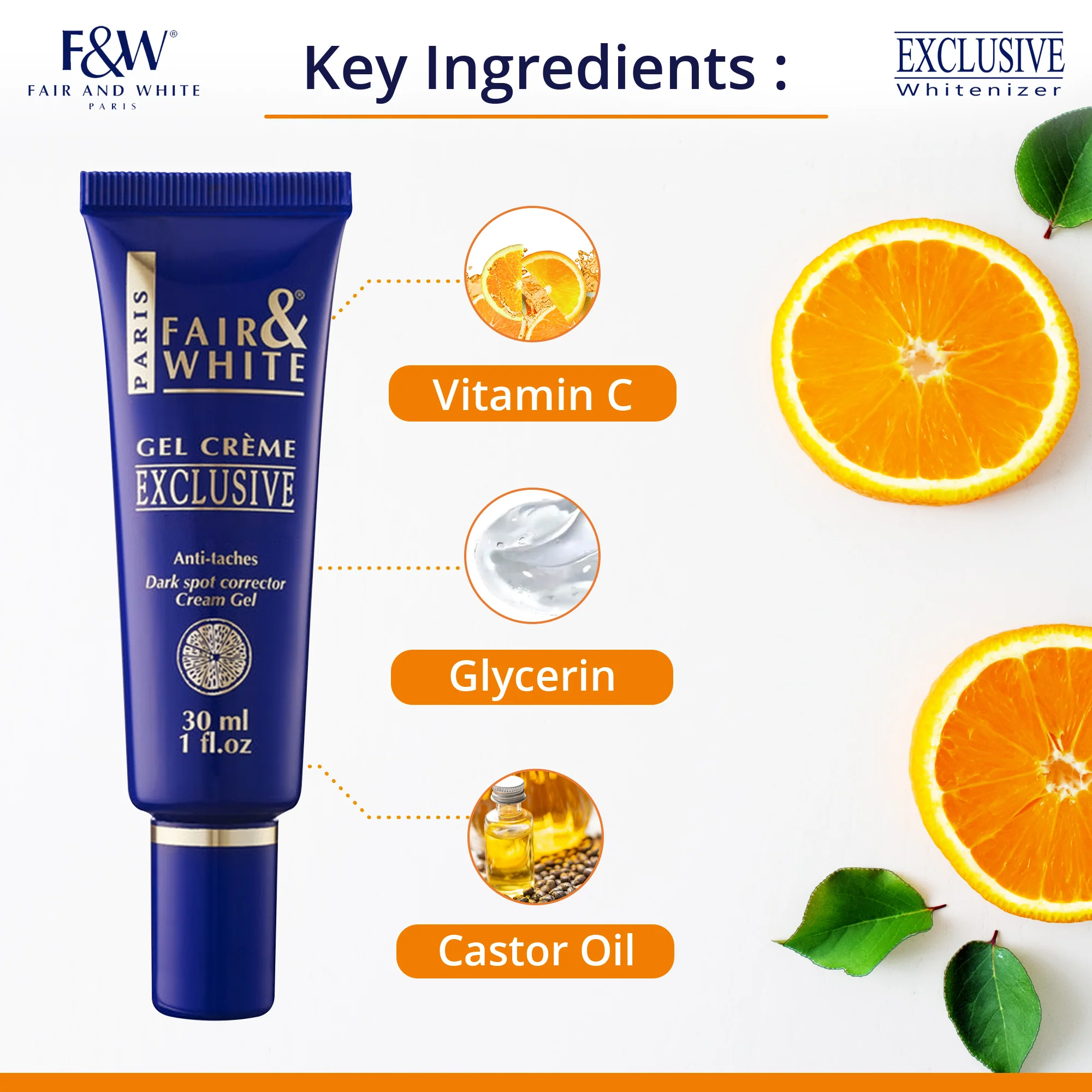 Fair And White Exclusive Brightening Gel Cream With Vitamin C 30ml / 1 fl oz - Image 3