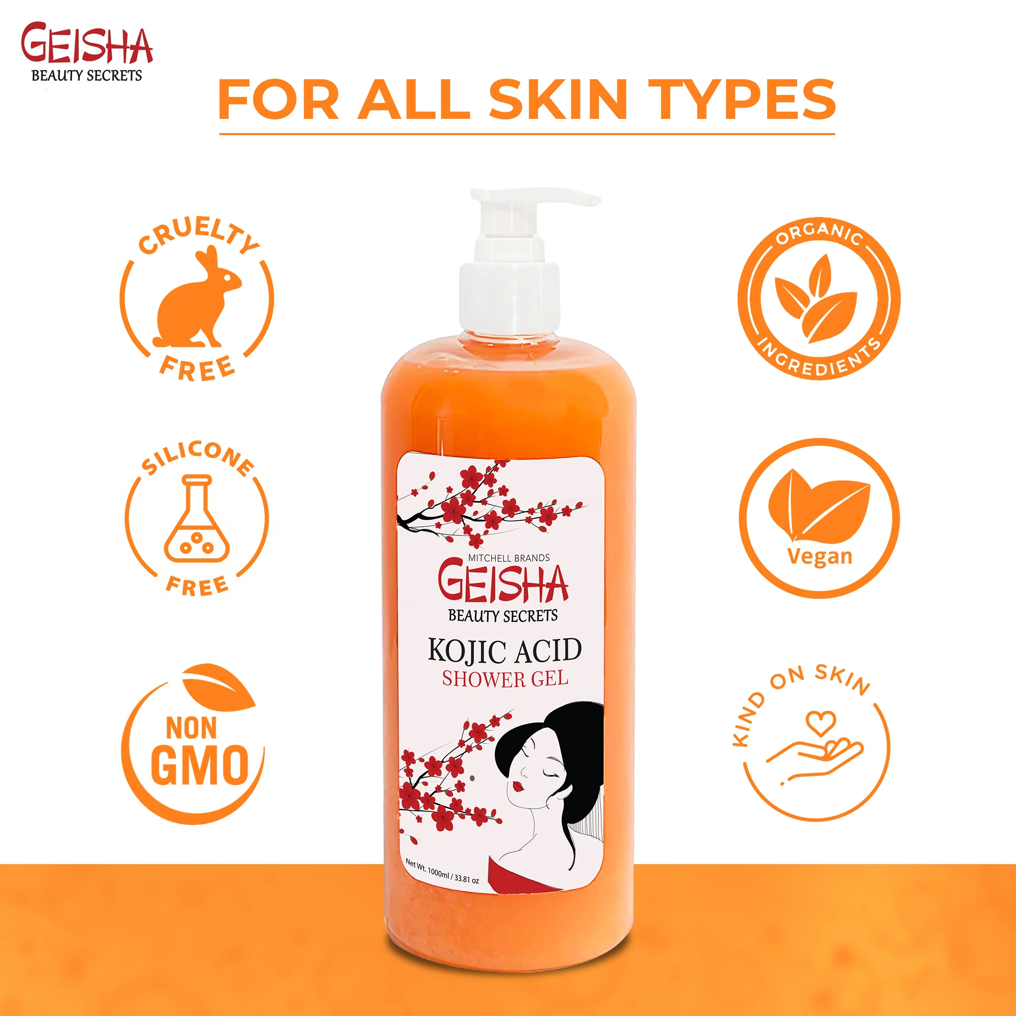 Geisha Beauty Secret Shower Gel - Brightening and Moisturizing Gel - 1000ml / 33 fl oz - Image 7