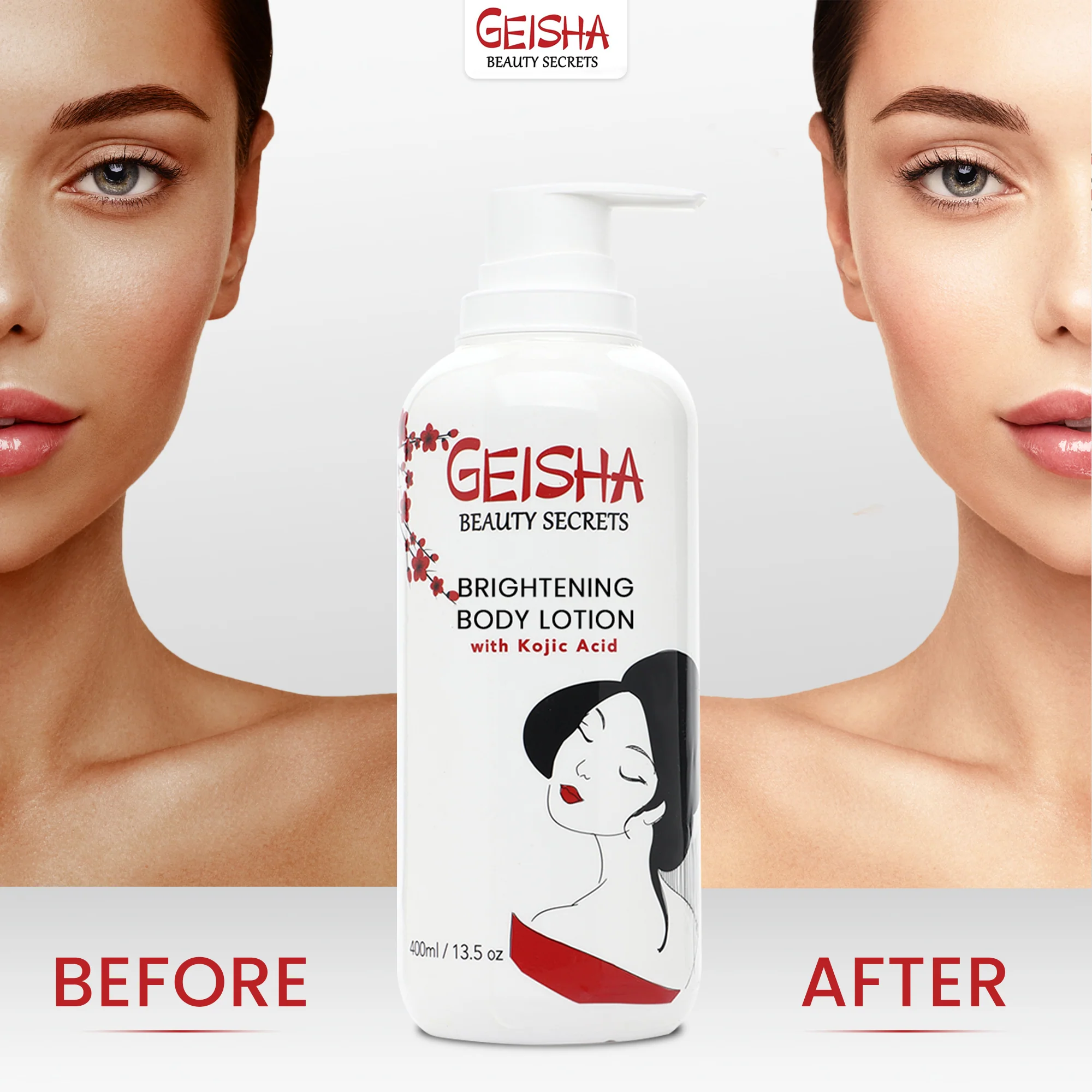 Geisha Beauty Secrets Brightening Body Lotion with Kojic Acid - 400ml / 13 fl oz - Image 4