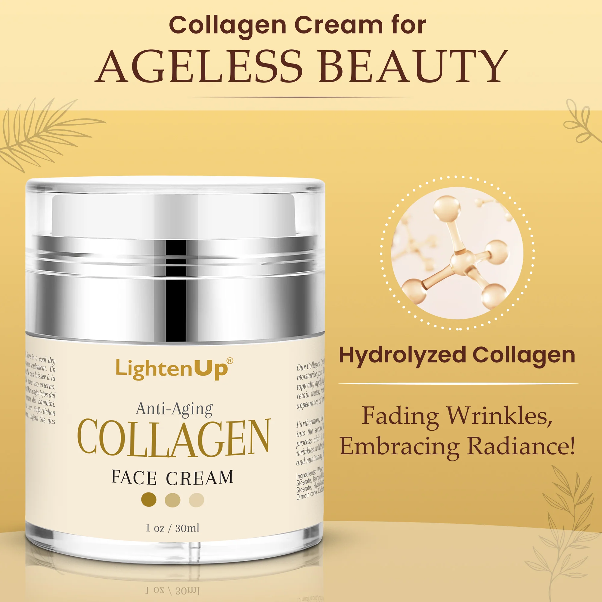 LightenUp Anti-Aging Collagen Face Cream 30ml / 1 fl oz - Image 3