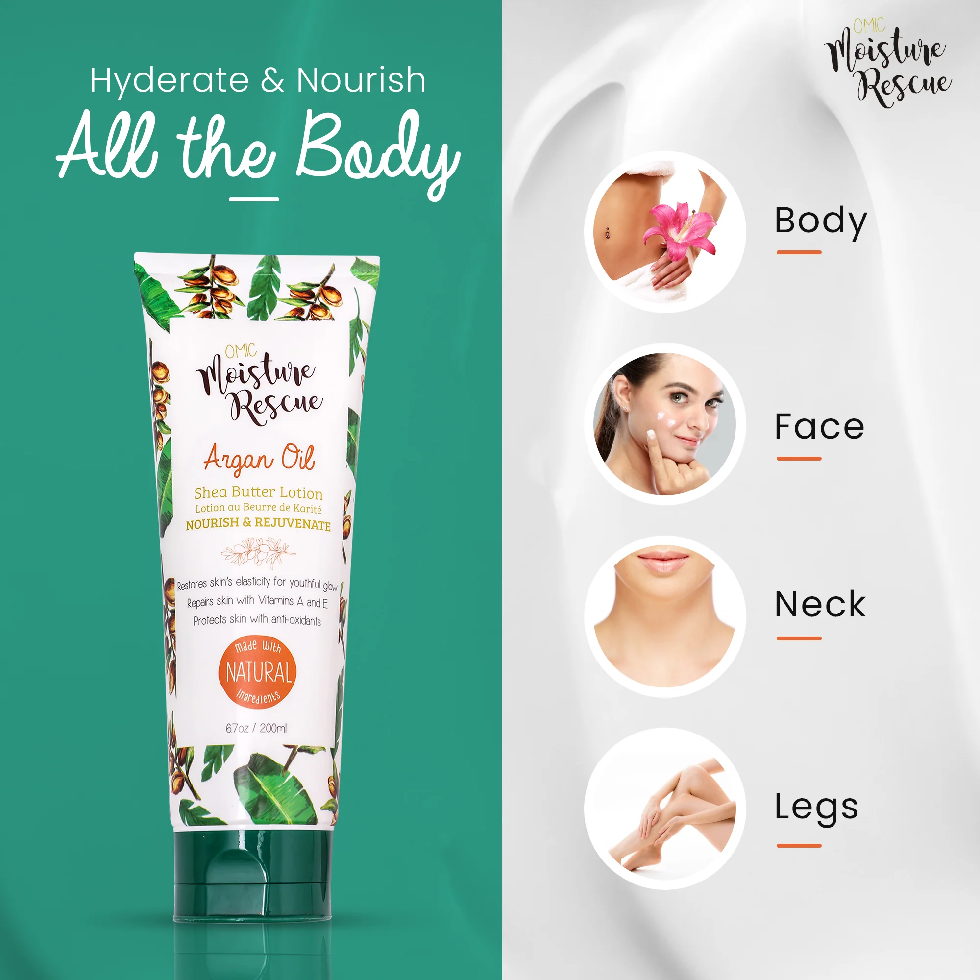Moisture Rescue Shea Butter Lotion Tube with Argan Oil - Image 5