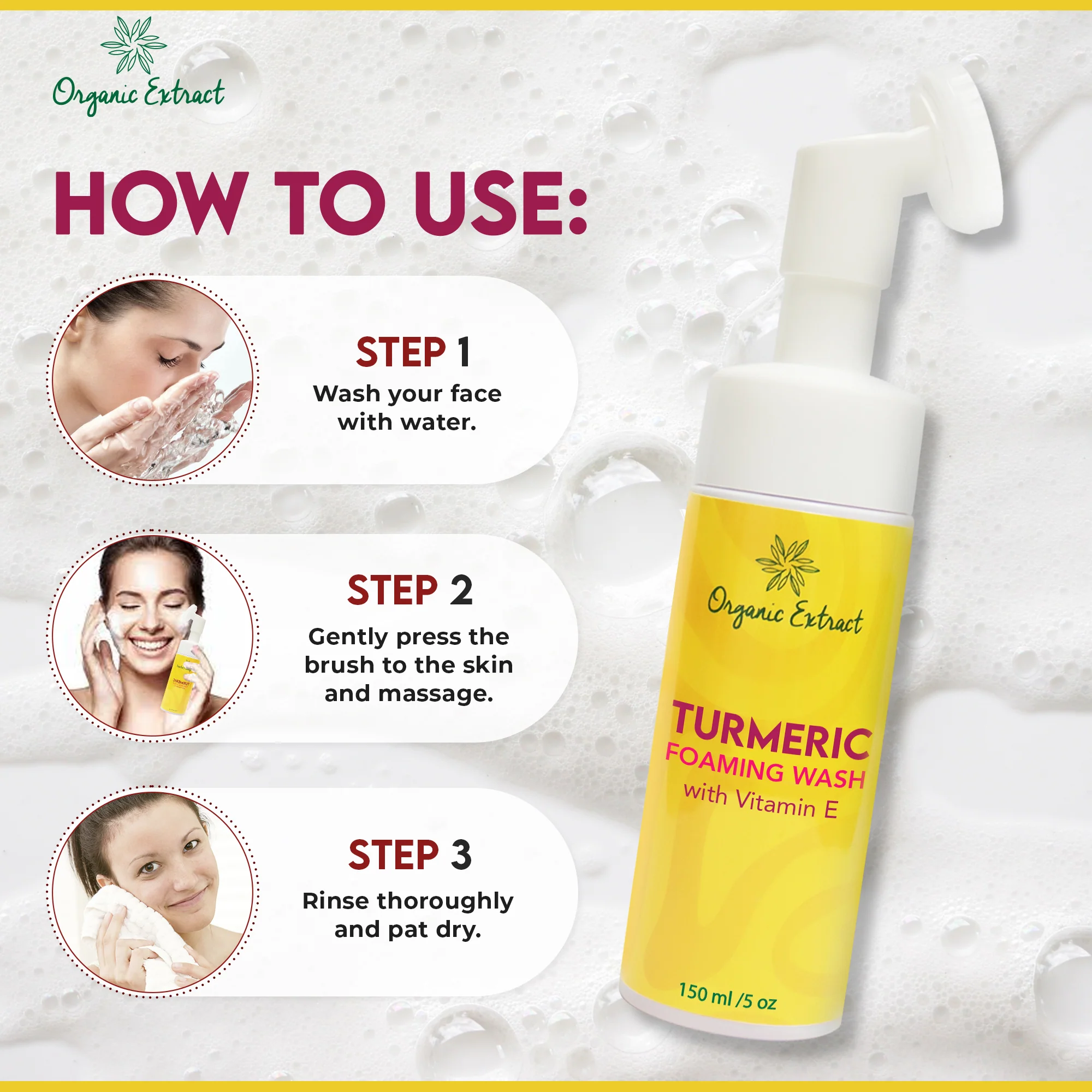 Organic Extract Turmeric Foaming Wash 5 oz/ 150ml - Image 7