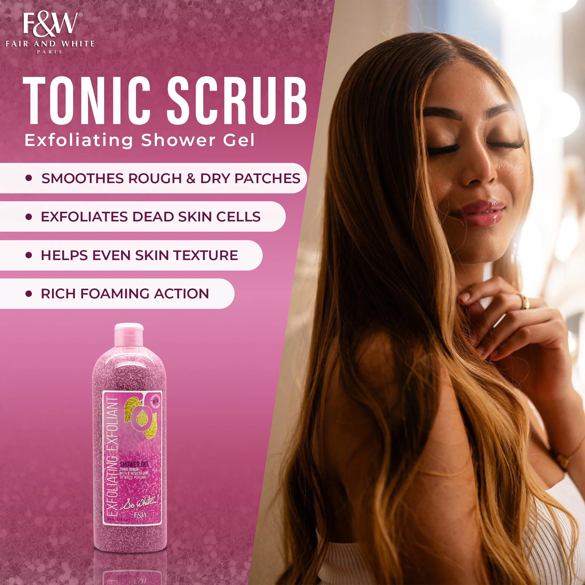 Fair And White So White Exfoliating Shower Gel With Tonic Scrub 940ml / 31.8 fl oz - Image 4