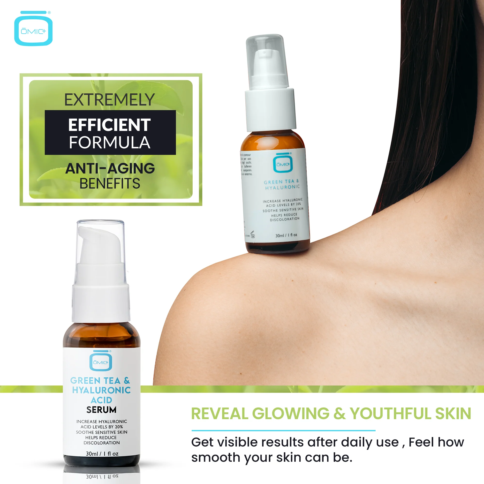 OMIC+ Green Tea & Hyaluronic Serum - 30ml / 1 Fl Oz - Image 4
