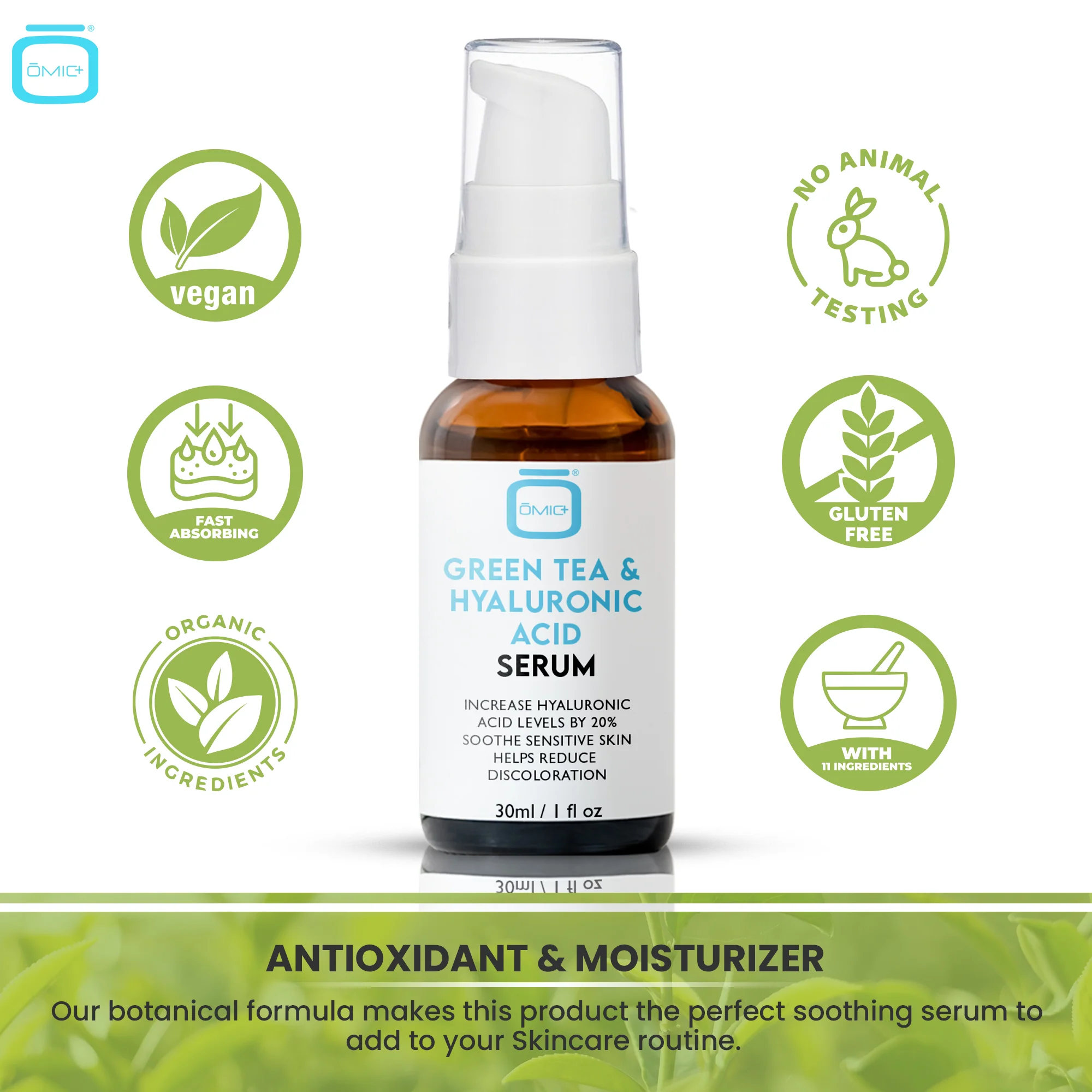 OMIC+ Green Tea & Hyaluronic Serum - 30ml / 1 Fl Oz - Image 7